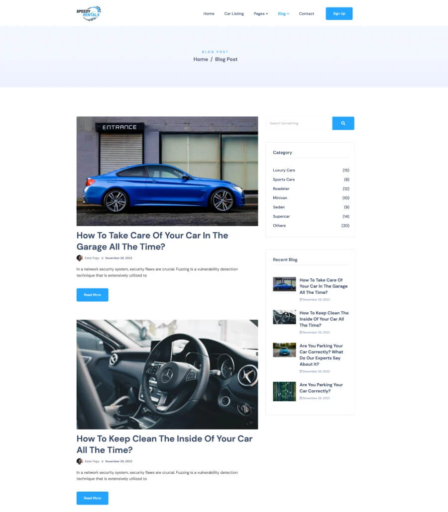 Speedy Rentals Blog Page