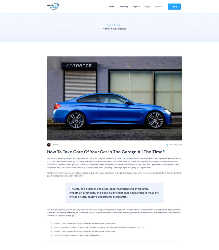 Speedy Rentals Blog Details Page
