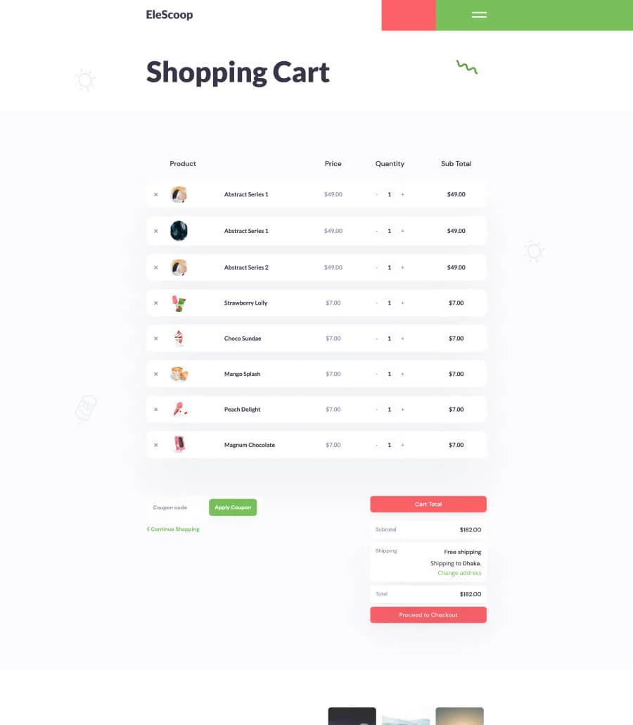 冰激凌店Elementor网站模板_一键导入快速建站插图4-WP资源海 EleScoop Cart Page