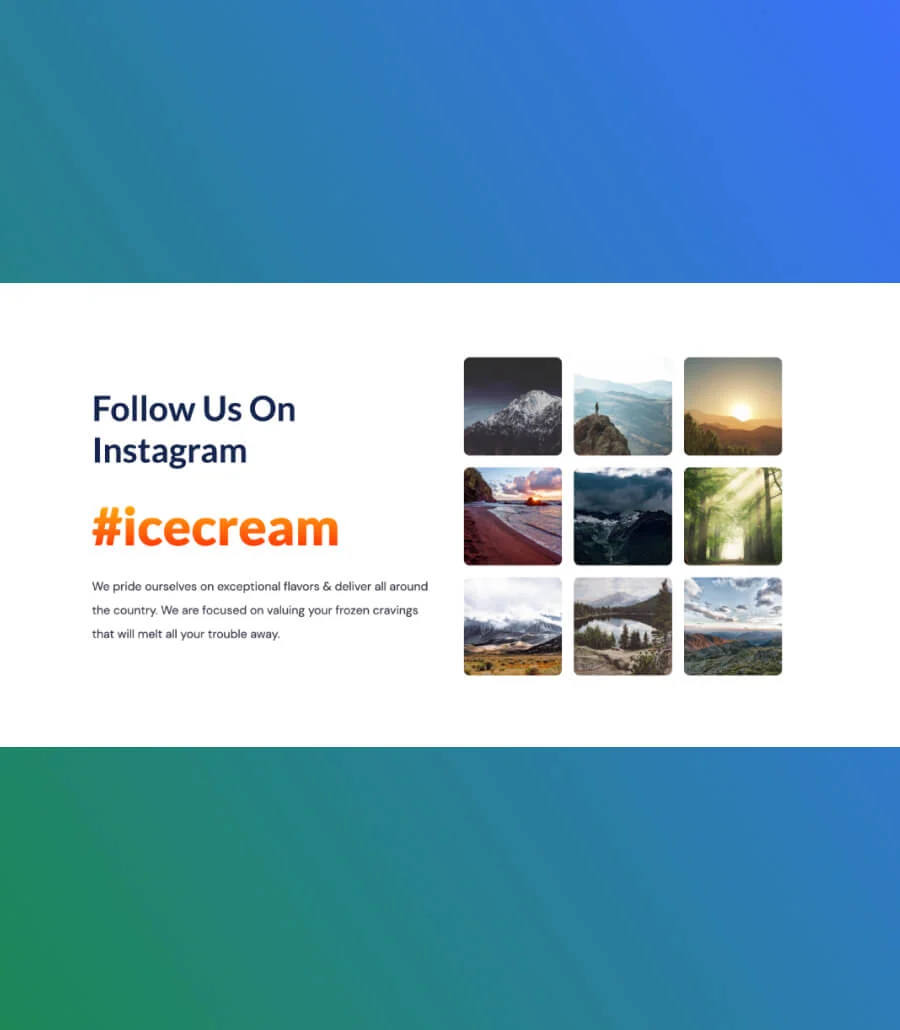 冰激凌店Elementor网站模板_一键导入快速建站插图8-WP资源海 EleScoop Instagram Section
