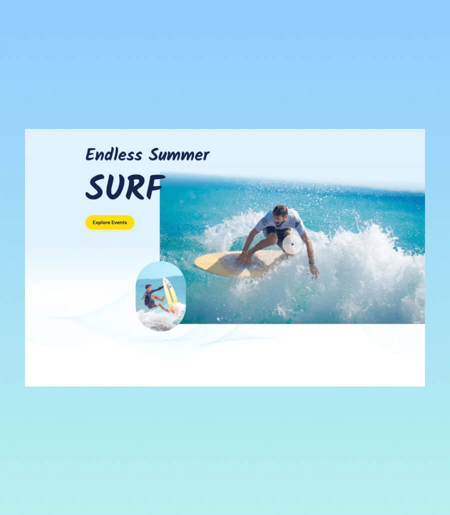 冲浪活动Gutenberg网站模板_一键导入快速建站插图6-WP资源海 Surferly Hero Section For Gutenberg