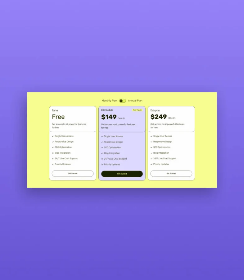 SaaS 行业 专用Gutenberg网站模板_一键导入快速建站插图9-WP资源海 SaaStark Pricing Section For Gutenberg