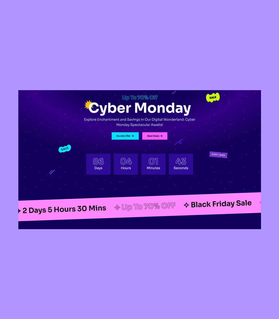 BlackMania Cyber Monday Hero Section For Gutenberg