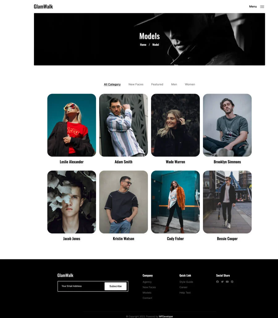GlamWalk Model Page