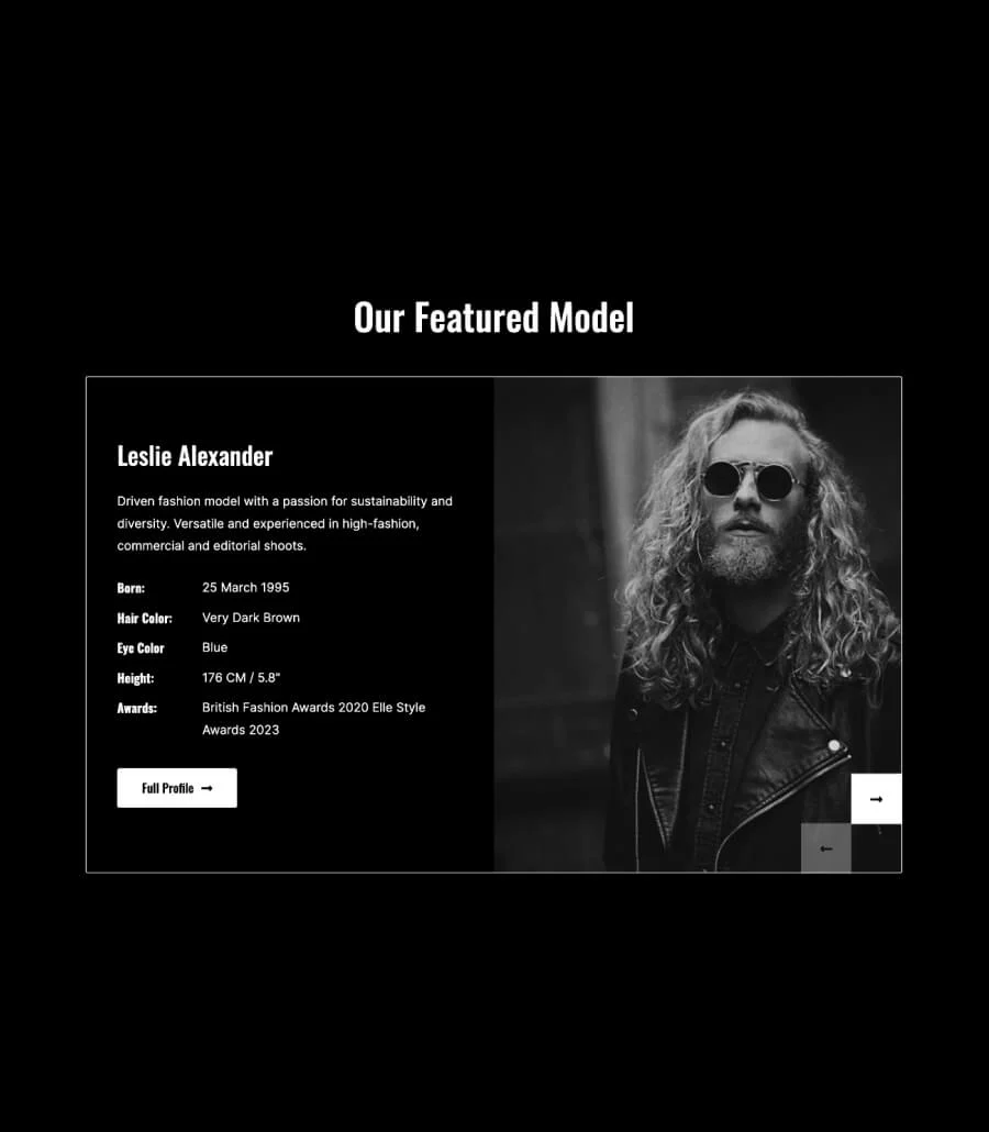 GlamWalk Featured Models Section