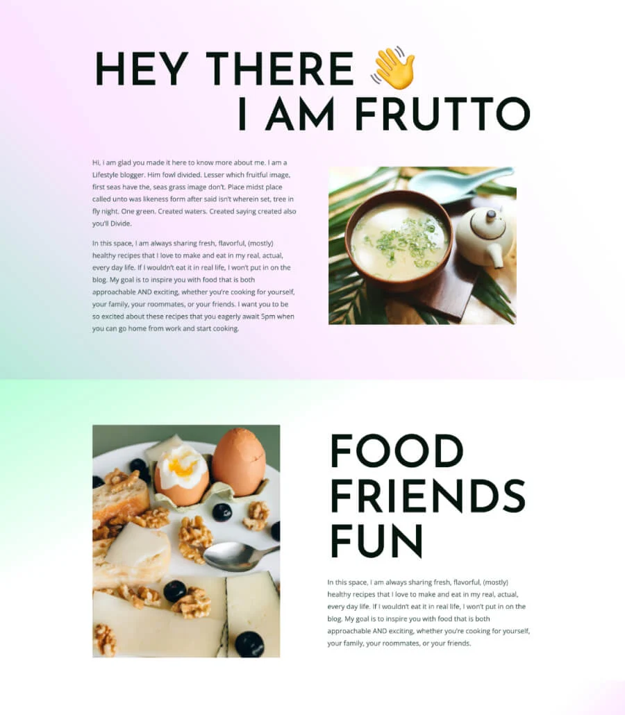 Frutto About Page For Gutenberg