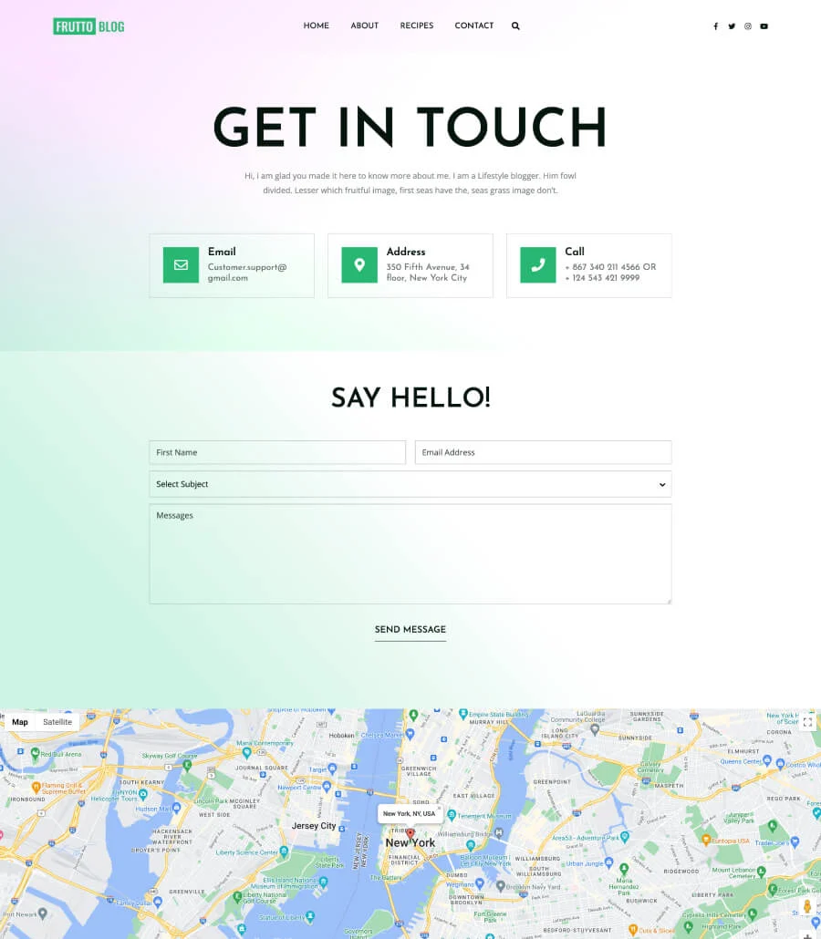 Frutto Contact Page For Gutenberg