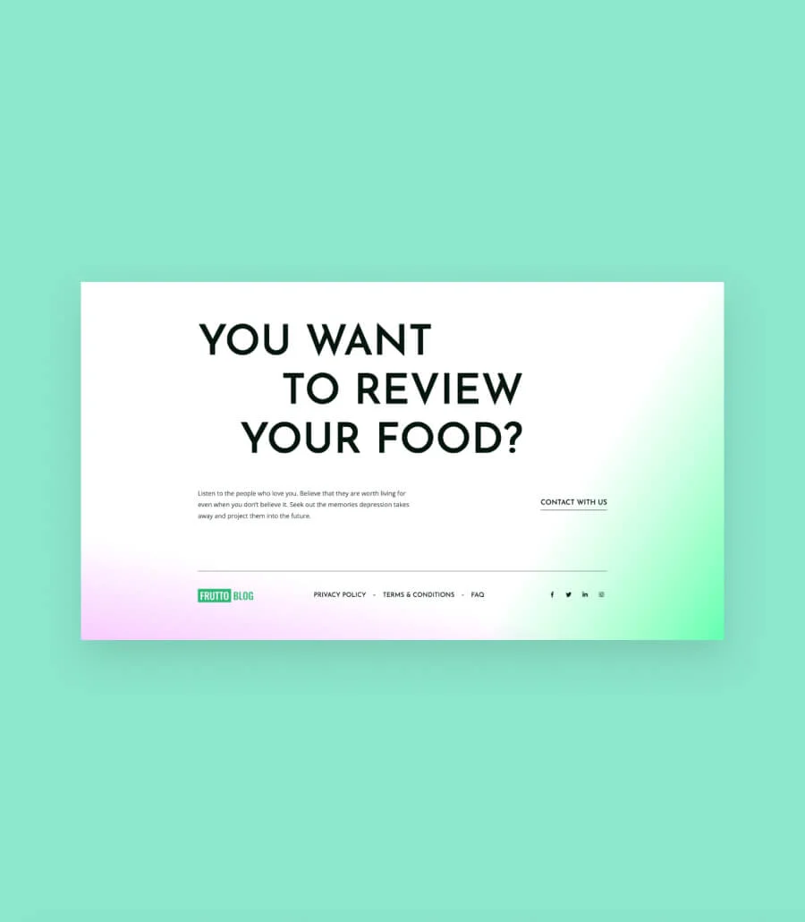 Frutto Footer Section For Gutenberg