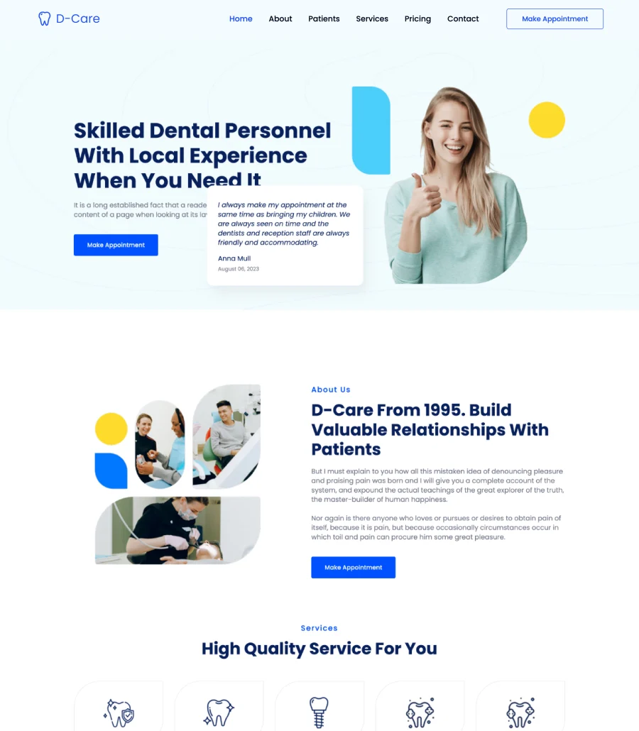 D-Care Home Page For Gutenberg