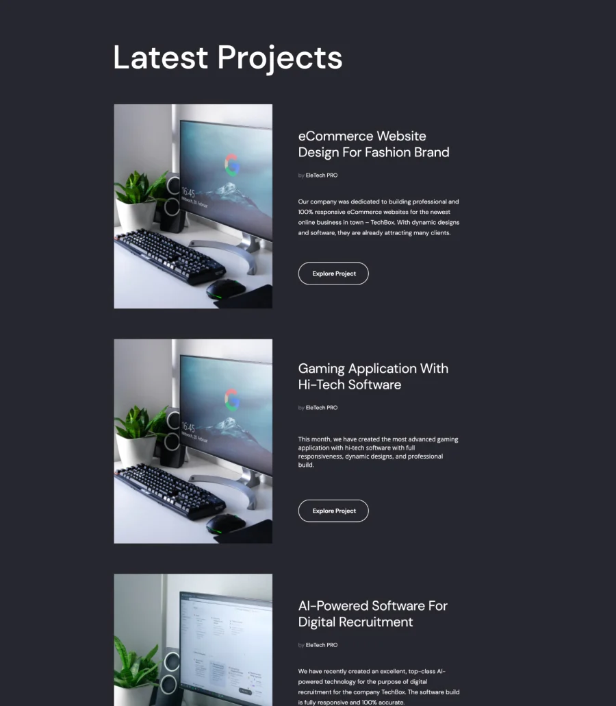 软件公司Elementor网站模板_一键导入快速建站插图7-WP资源海 EleTech Projects Section