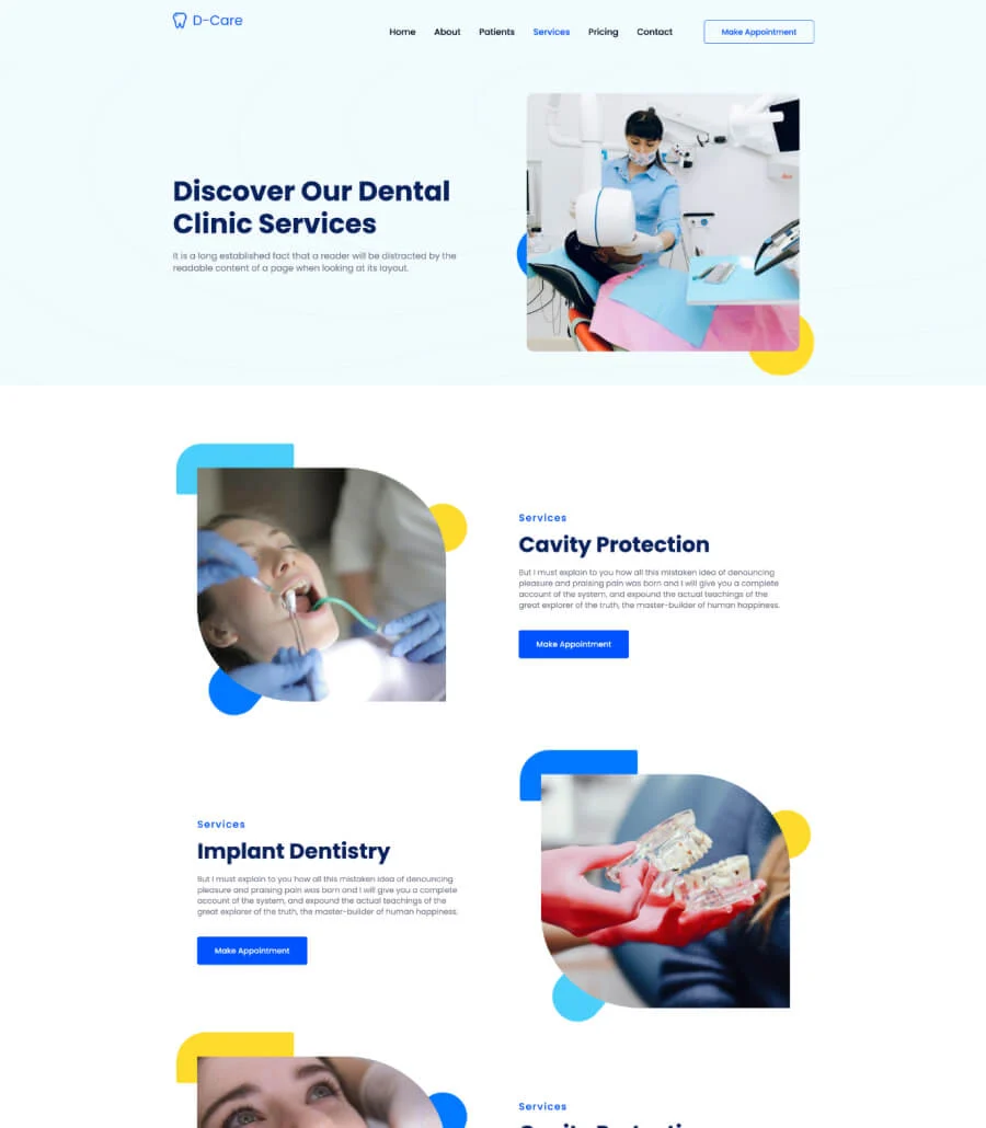 D-Care Service Page For Gutenberg