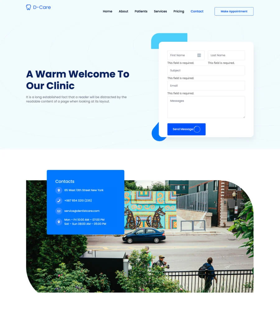 D-Care Contact Page For Gutenberg