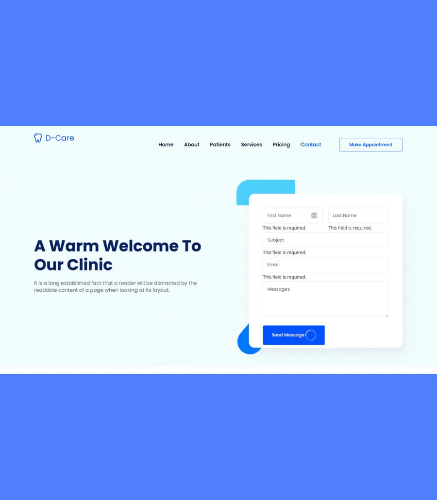 D-Care Contact Form Section For Gutenberg
