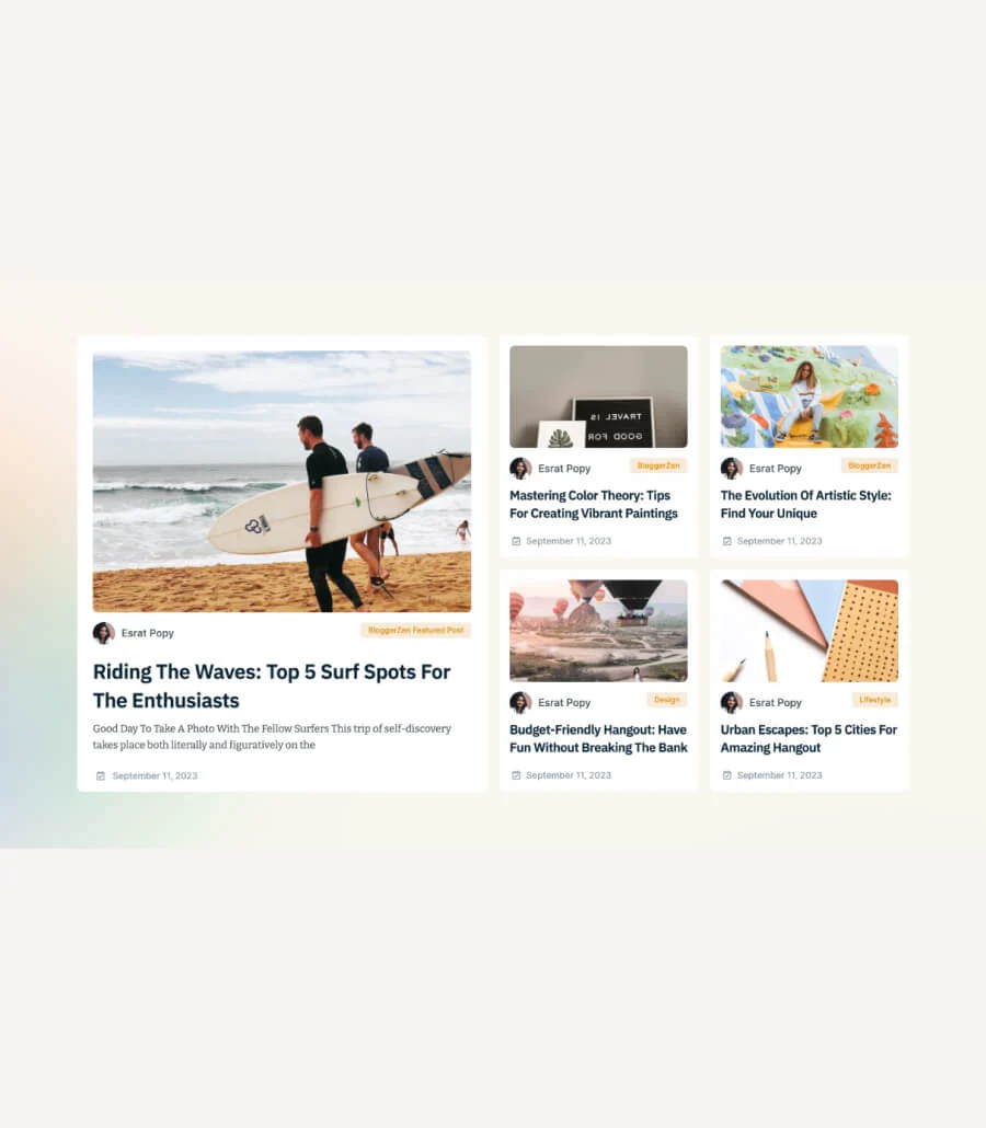 博客Elementor网站模板_一键导入快速建站插图7-WP资源海 BloggerZen Featured Posts Section