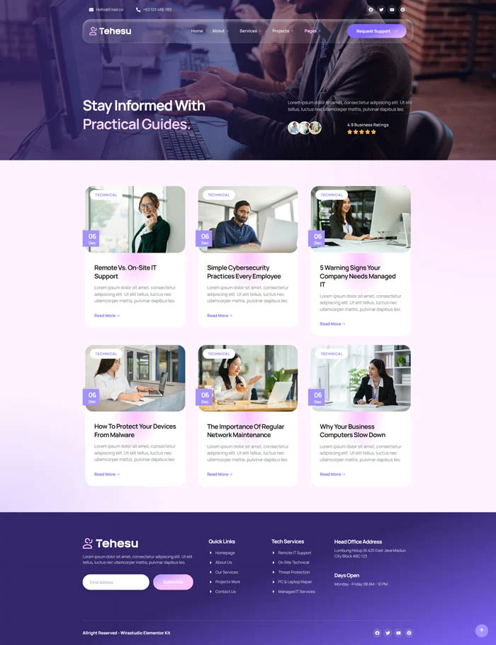 IT互联网 Elementor 模板博客页面预览