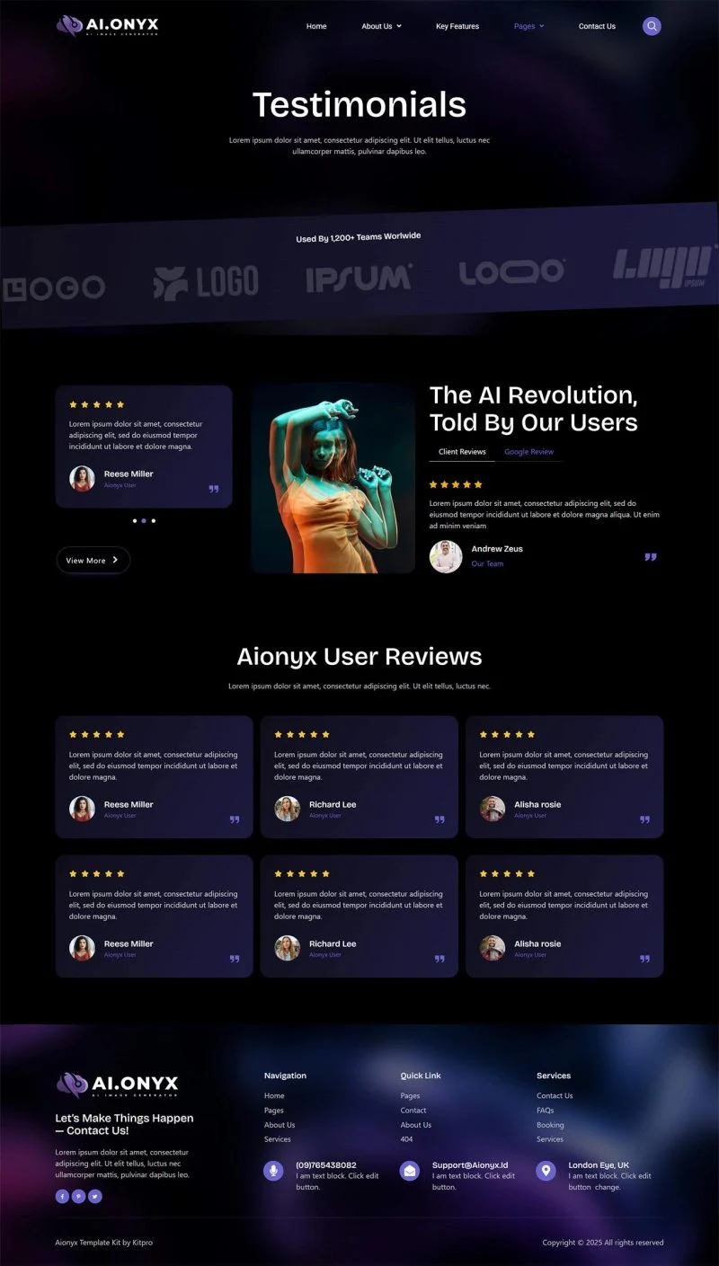 AI图像生成Elementor网站模板_一键导入快速建站插图7-WP资源海 AI Elementor 模板客户评价预览