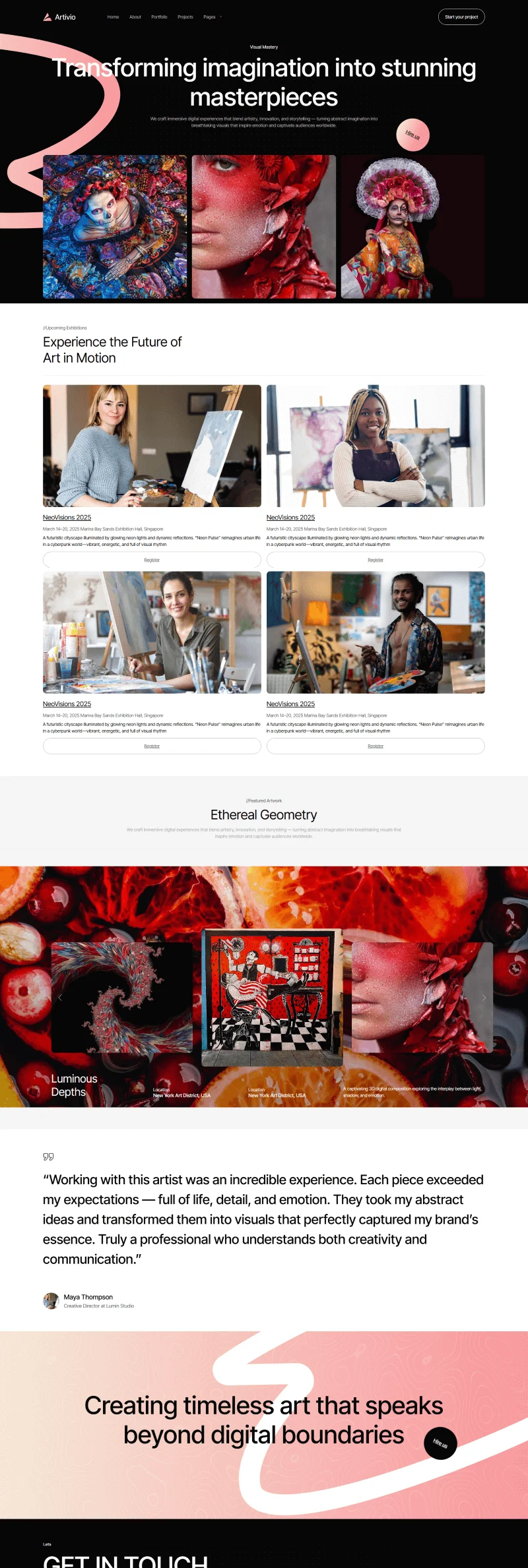艺术/设计 Elementor 模板展览与活动预览