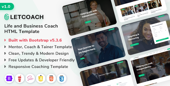Letcoach 人生教练与商业教练个人品牌官网 HTML 模板