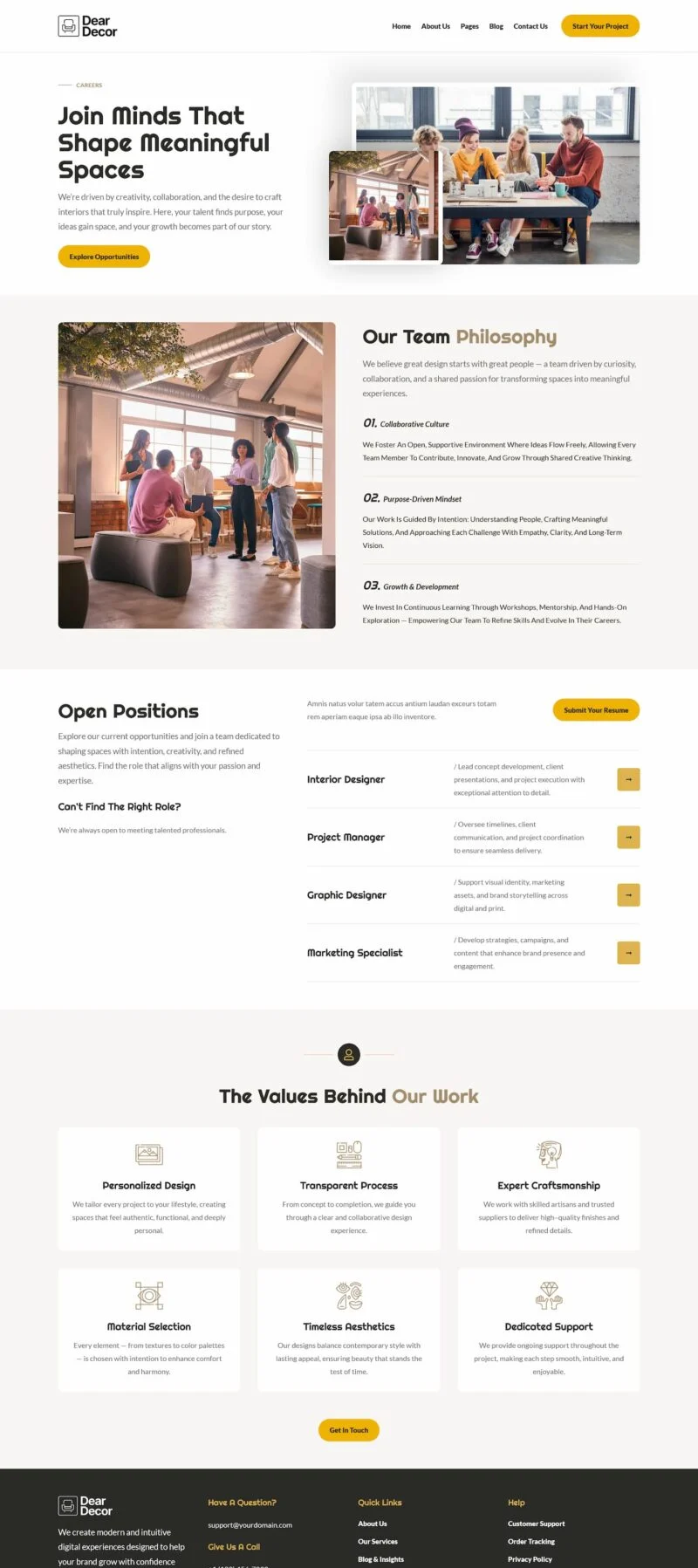 设计机构Elementor网站模板_一键导入快速建站插图3-WP资源海 艺术/设计 Elementor 模板招聘页面预览