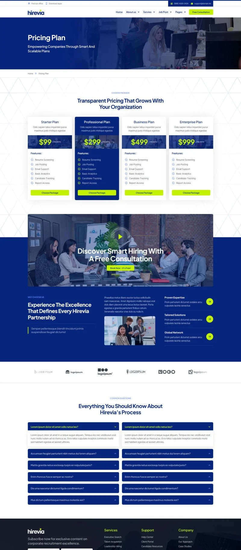 招聘职位发布平台Elementor网站模板_一键导入快速建站插图7-WP资源海 企业 Elementor 模板价格页面预览