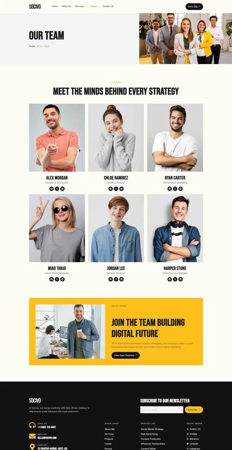 广告/营销 Elementor 模板团队页面预览
