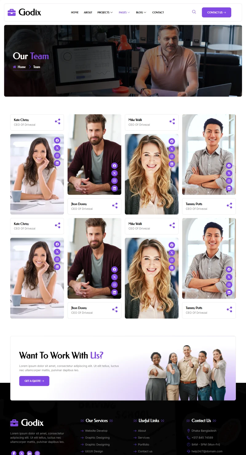 广告/营销 Elementor 模板团队页面预览