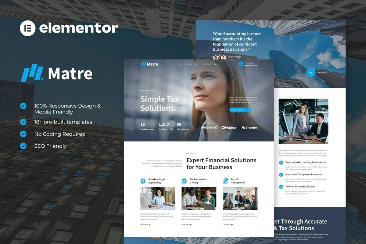 代理记账服务Elementor网站模板_一键导入快速建站插图-WP资源海 金融/投资 Elementor 网站模板封面