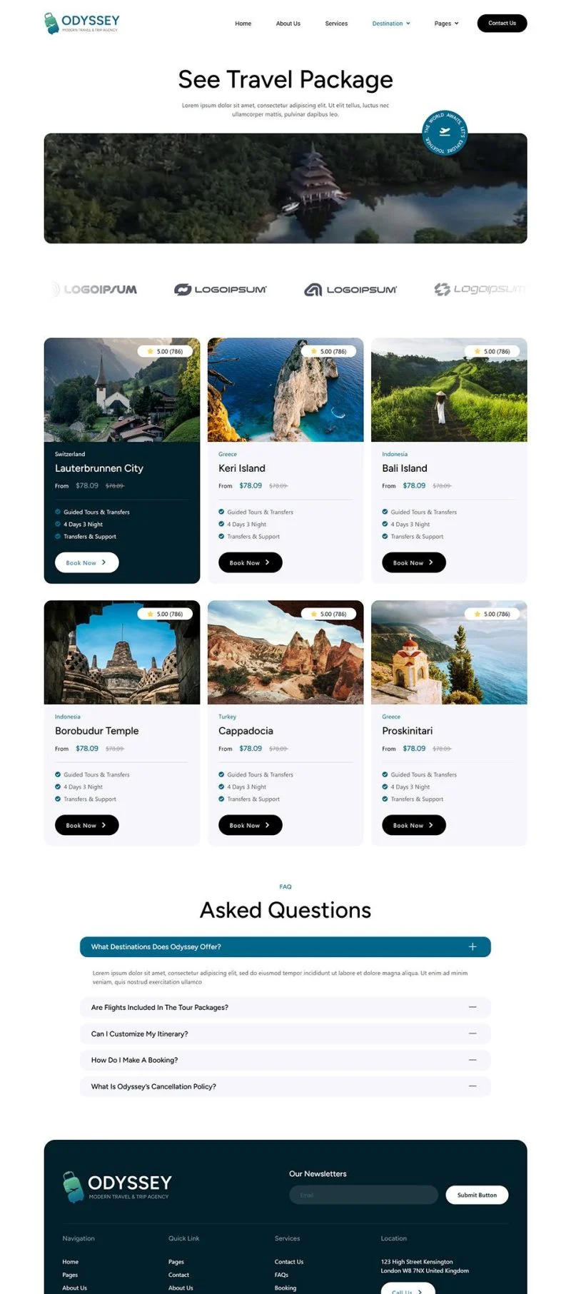 境外旅行机构Elementor网站模板_一键导入快速建站插图4-WP资源海 户外/旅行 Elementor 模板旅游套餐预览