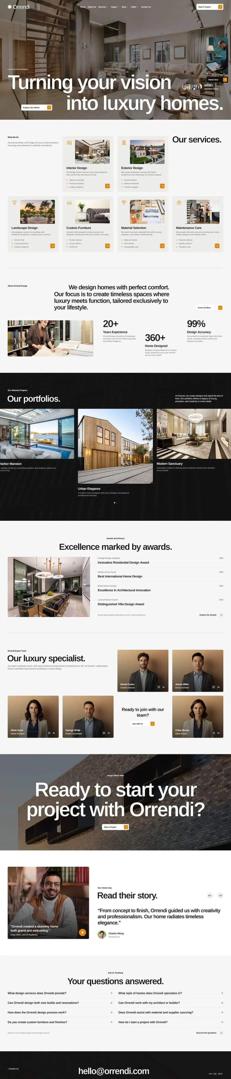 高端室内设计Elementor网站模板_一键导入快速建站插图1-WP资源海 艺术/设计 Elementor 模板首页预览