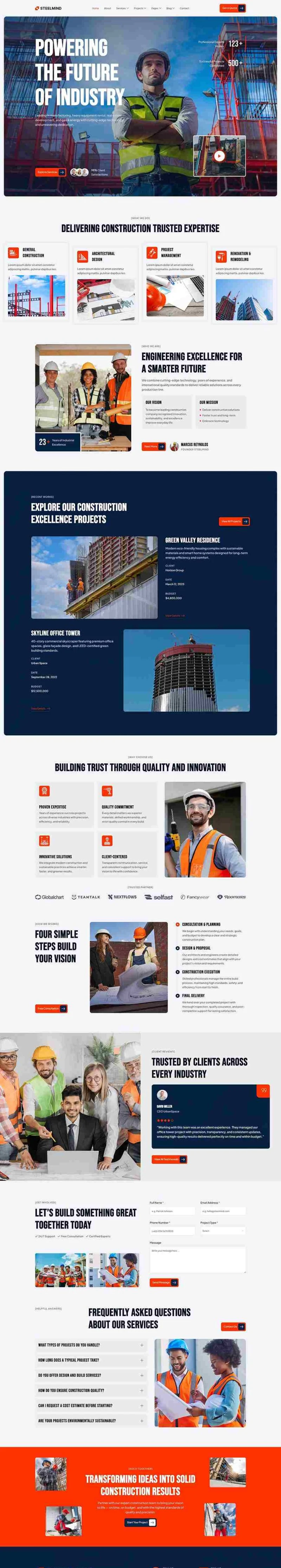 建筑工程Elementor网站模板_一键导入快速建站插图1-WP资源海 建筑/地产 Elementor 模板首页预览