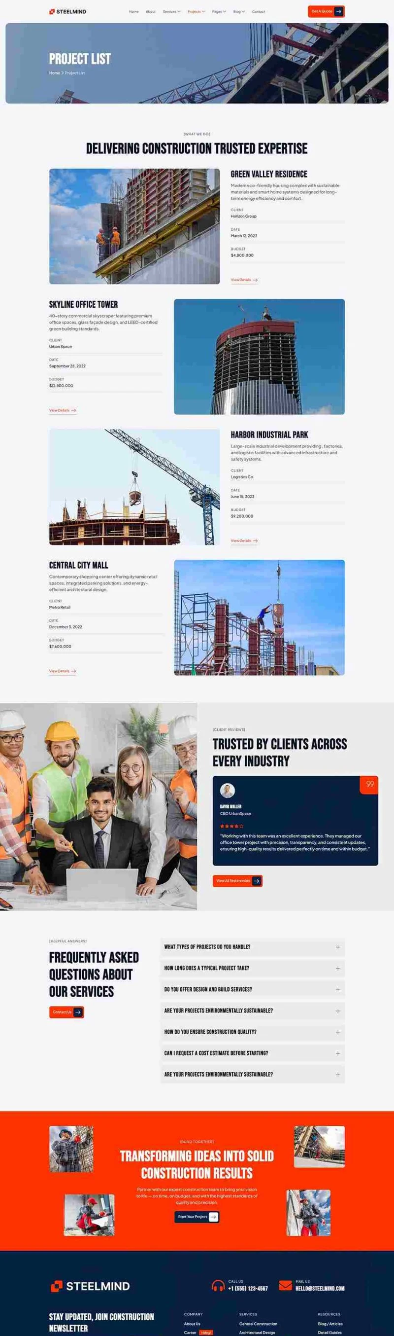 建筑工程Elementor网站模板_一键导入快速建站插图3-WP资源海 建筑/地产 Elementor 模板项目列表预览