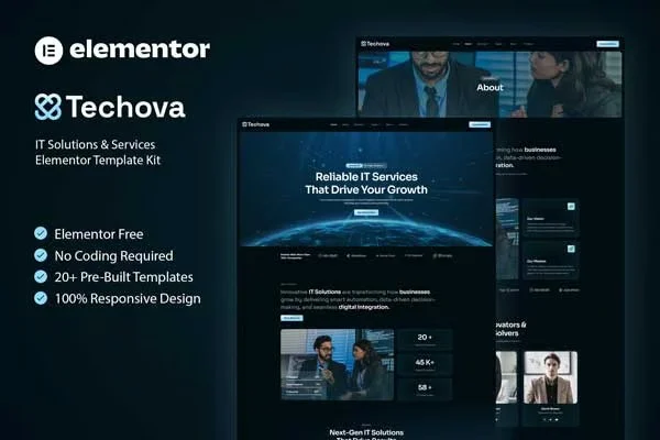 互联网科技服务Elementor网站模板_一键导入快速建站插图-WP资源海 IT互联网 Elementor 网站模板封面