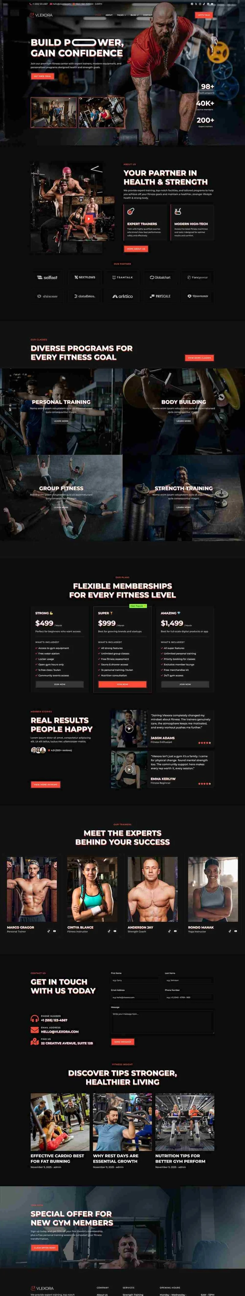 运动/健身 Elementor 模板首页预览