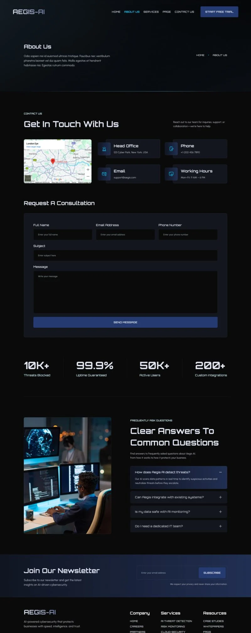 AI Elementor 模板联系页面预览