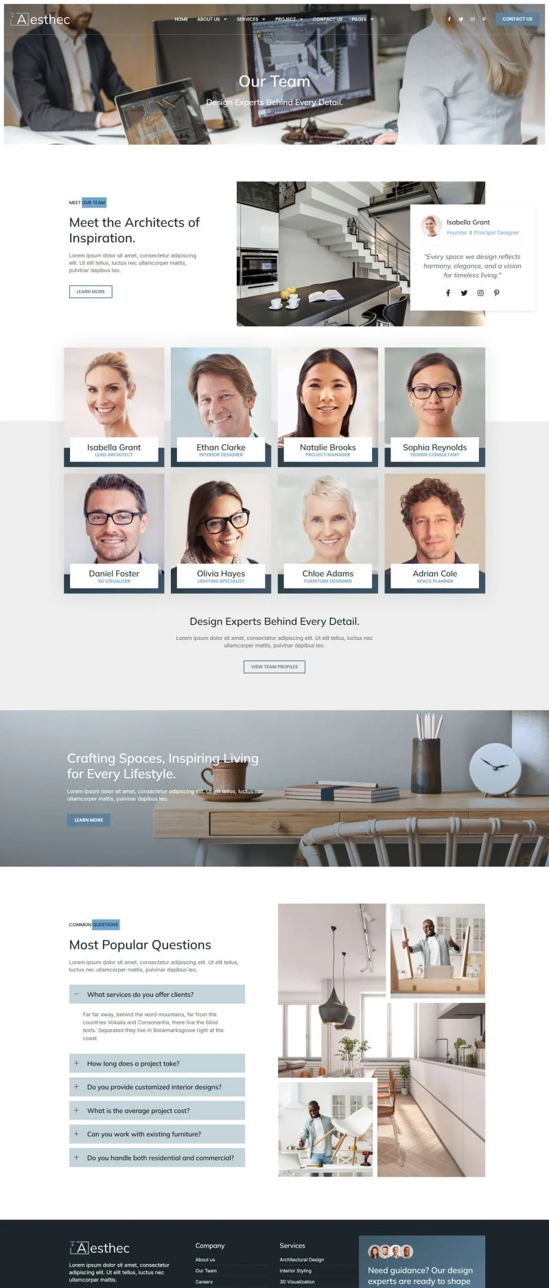 艺术/设计 Elementor 模板团队页面预览