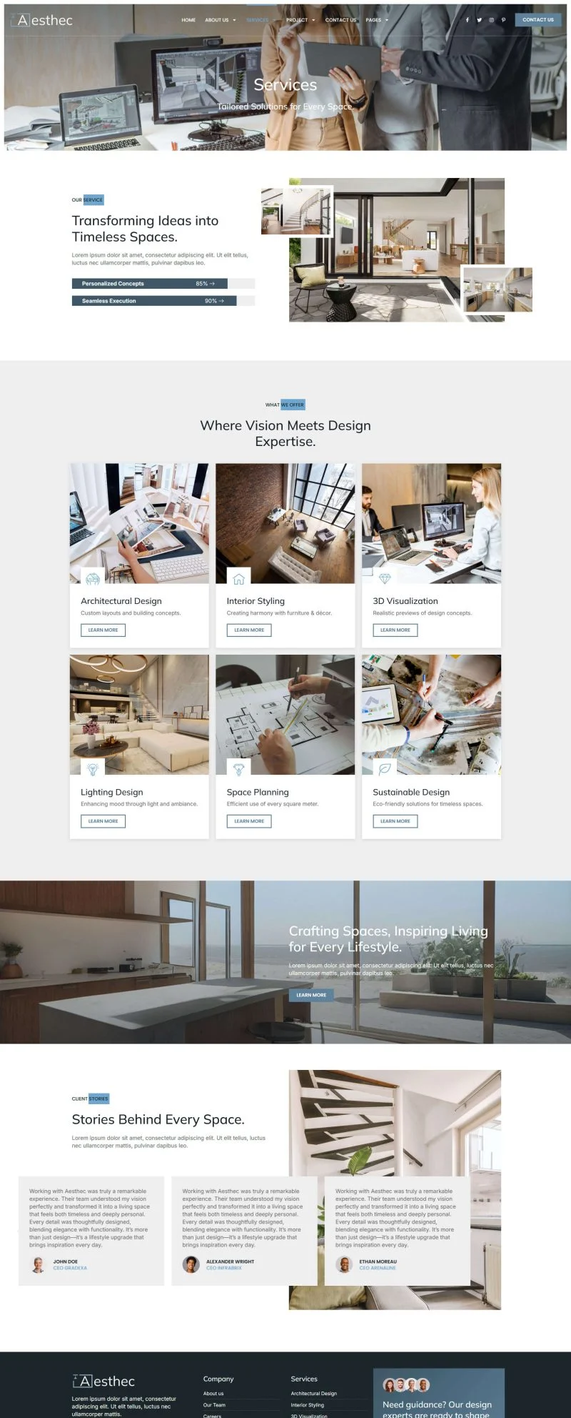 艺术/设计 Elementor 模板服务页面预览