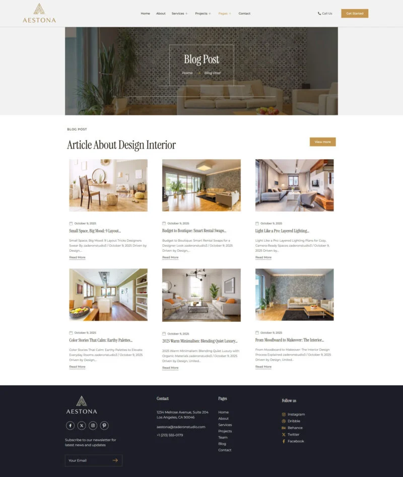 艺术/设计 Elementor 模板博客页面预览