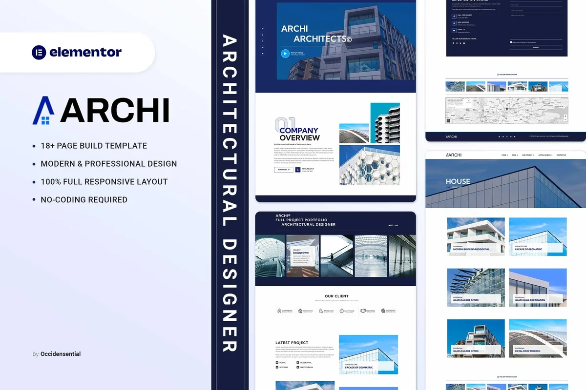 建筑设计师Elementor网站模板_一键导入快速建站插图-WP资源海 建筑/地产 Elementor 网站模板封面
