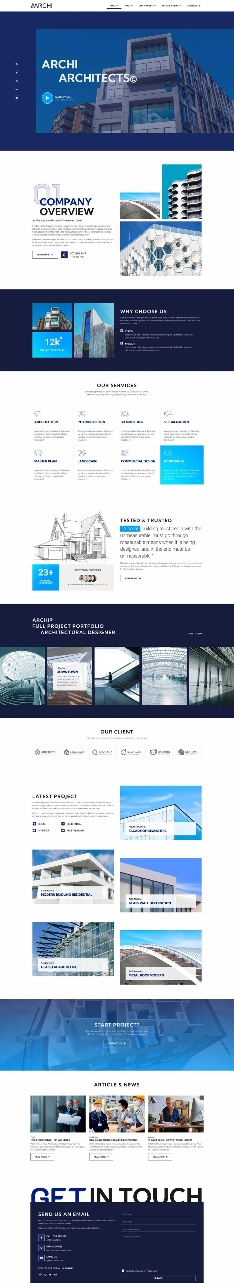建筑设计师Elementor网站模板_一键导入快速建站插图1-WP资源海 建筑/地产 Elementor 模板首页预览