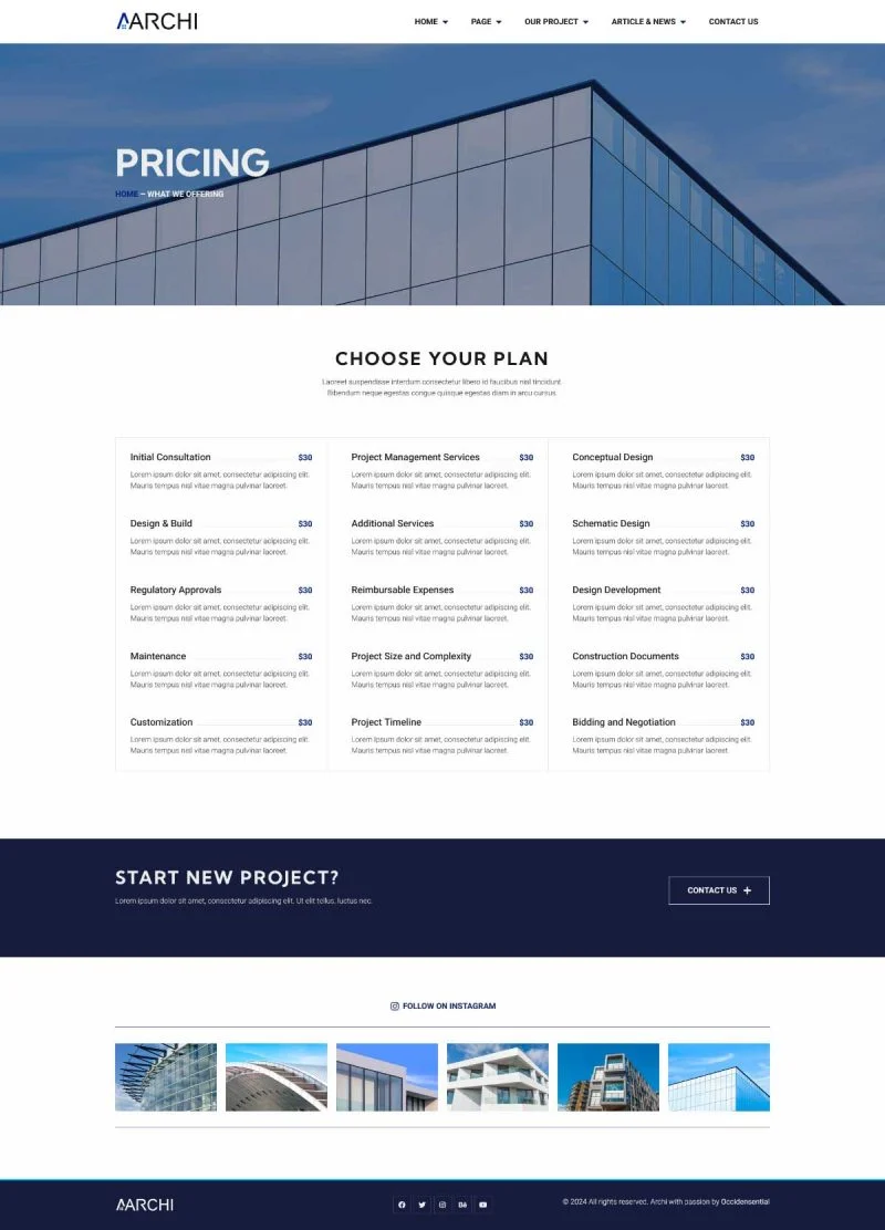 建筑设计师Elementor网站模板_一键导入快速建站插图7-WP资源海 建筑/地产 Elementor 模板价格页面预览