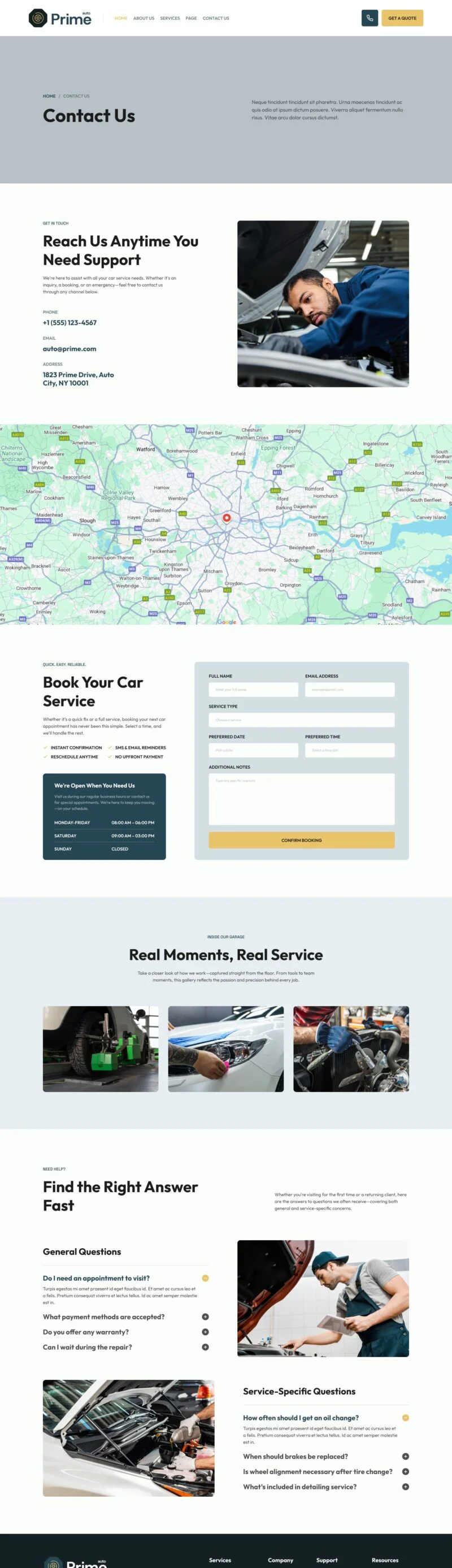 交通工具 Elementor 模板联系页面预览