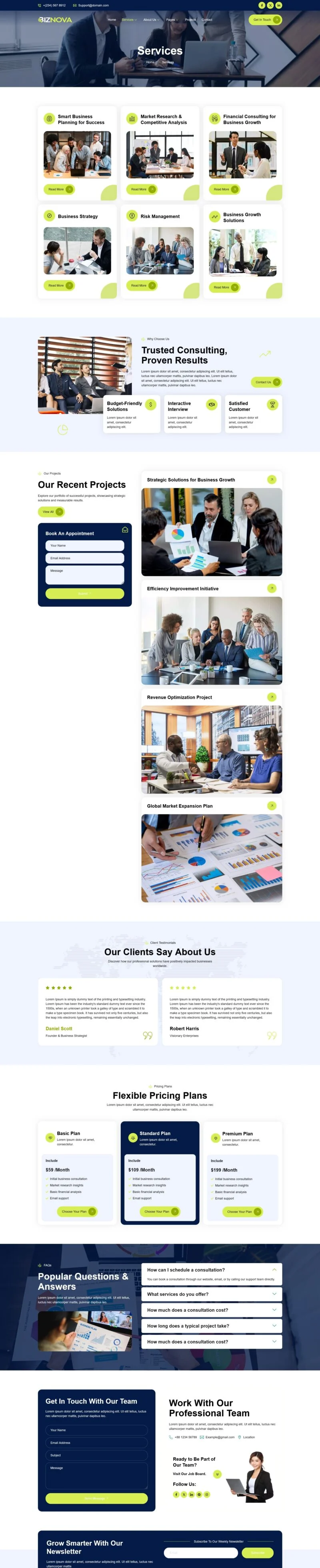 金融/投资 Elementor 模板服务页面预览
