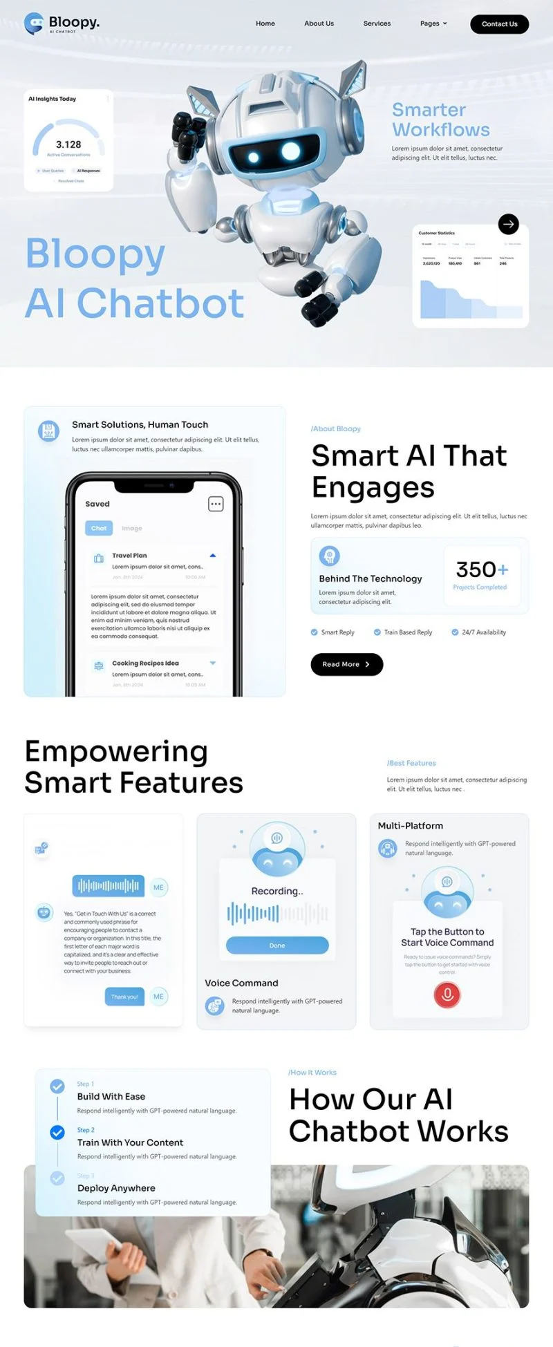 AI对话机器人Elementor网站模板_一键导入快速建站插图1-WP资源海 AI Elementor 模板首页预览