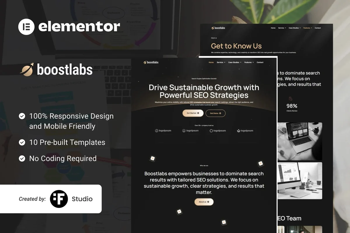 SEO优化服务Elementor网站模板_一键导入快速建站插图-WP资源海 广告/营销 Elementor 网站模板封面