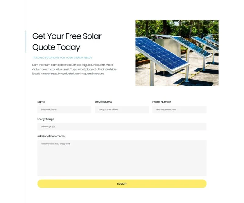 太阳能工程Elementor网站模板_一键导入快速建站插图3-WP资源海 工业/工厂 Elementor 模板表单预览