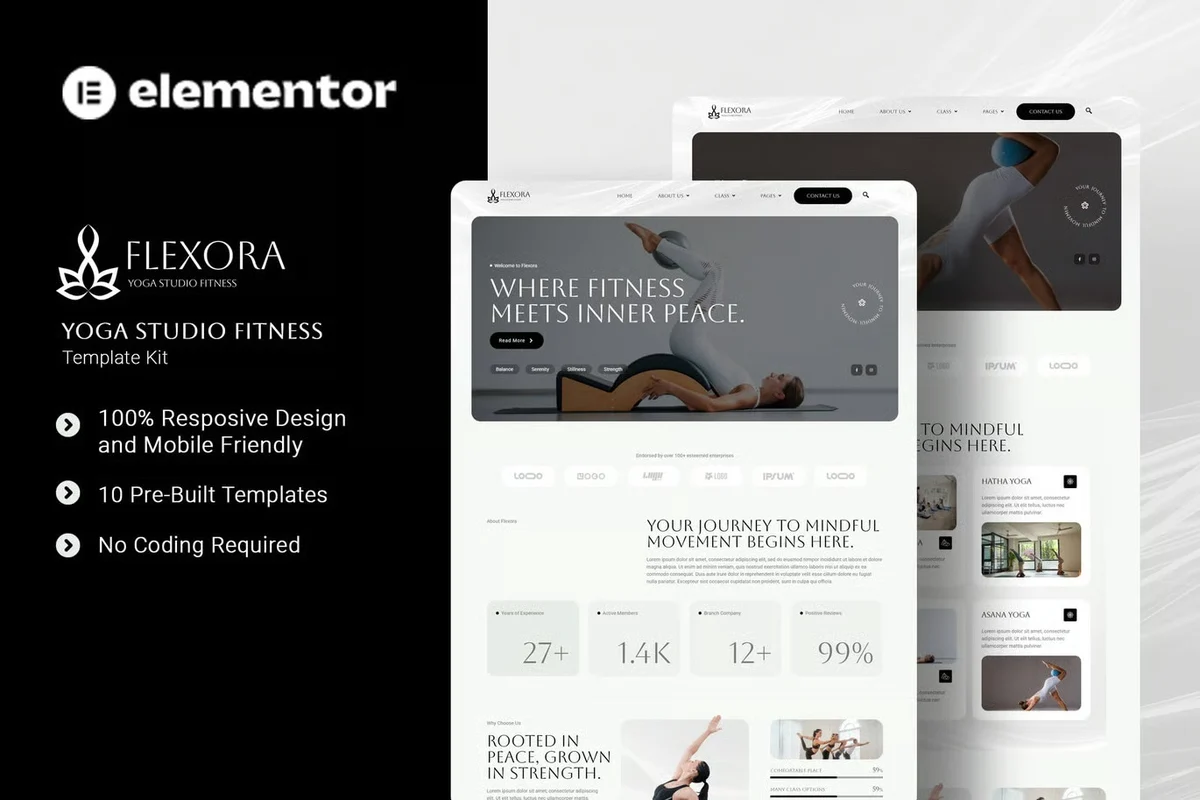 瑜伽馆Elementor网站模板_一键导入快速建站插图-WP资源海 瑜伽/冥想 Elementor 网站模板封面