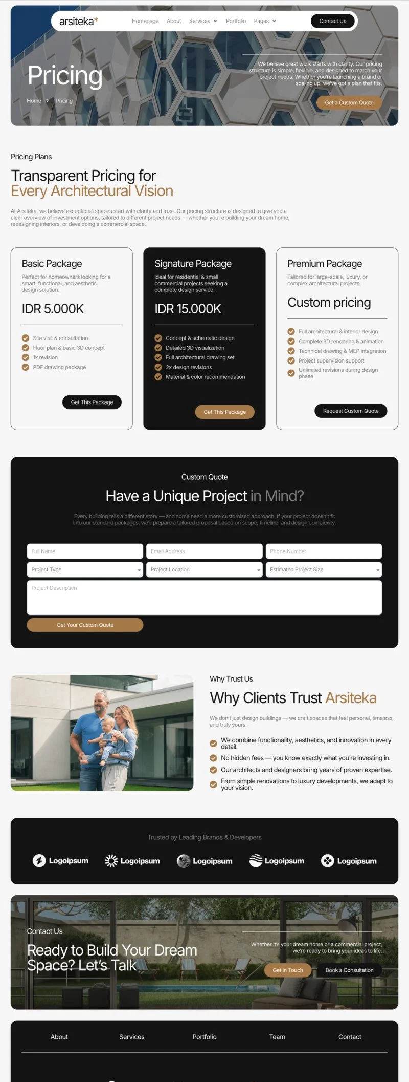 建筑设计工作室Elementor网站模板_一键导入快速建站插图5-WP资源海 艺术/设计 Elementor 模板价格页面预览