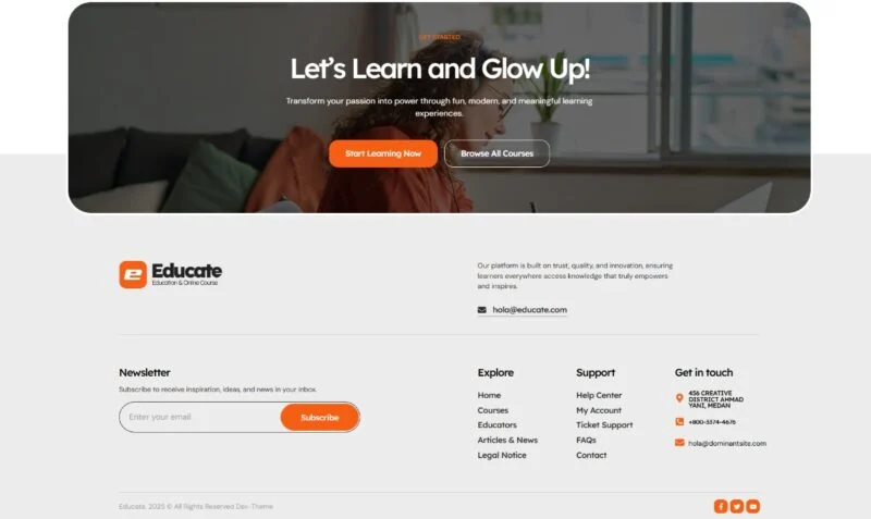 教育/培训 Elementor 模板页脚预览