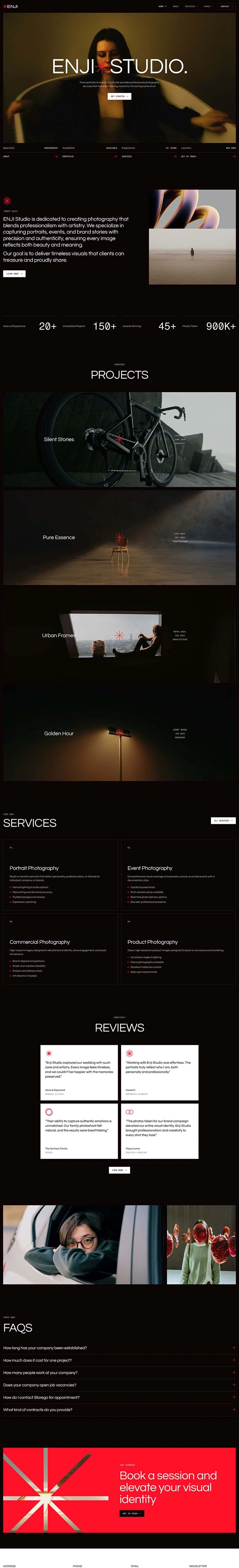 摄影师作品集Elementor网站模板_一键导入快速建站插图2-WP资源海 摄影 Elementor 模板首页预览