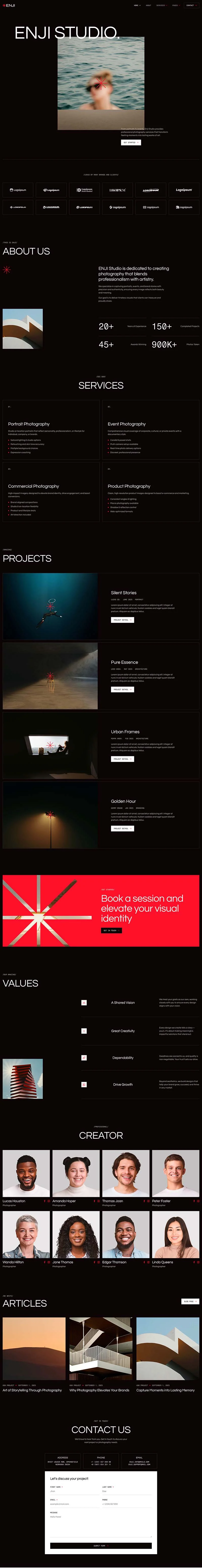 摄影师作品集Elementor网站模板_一键导入快速建站插图3-WP资源海 摄影 Elementor 模板首页预览